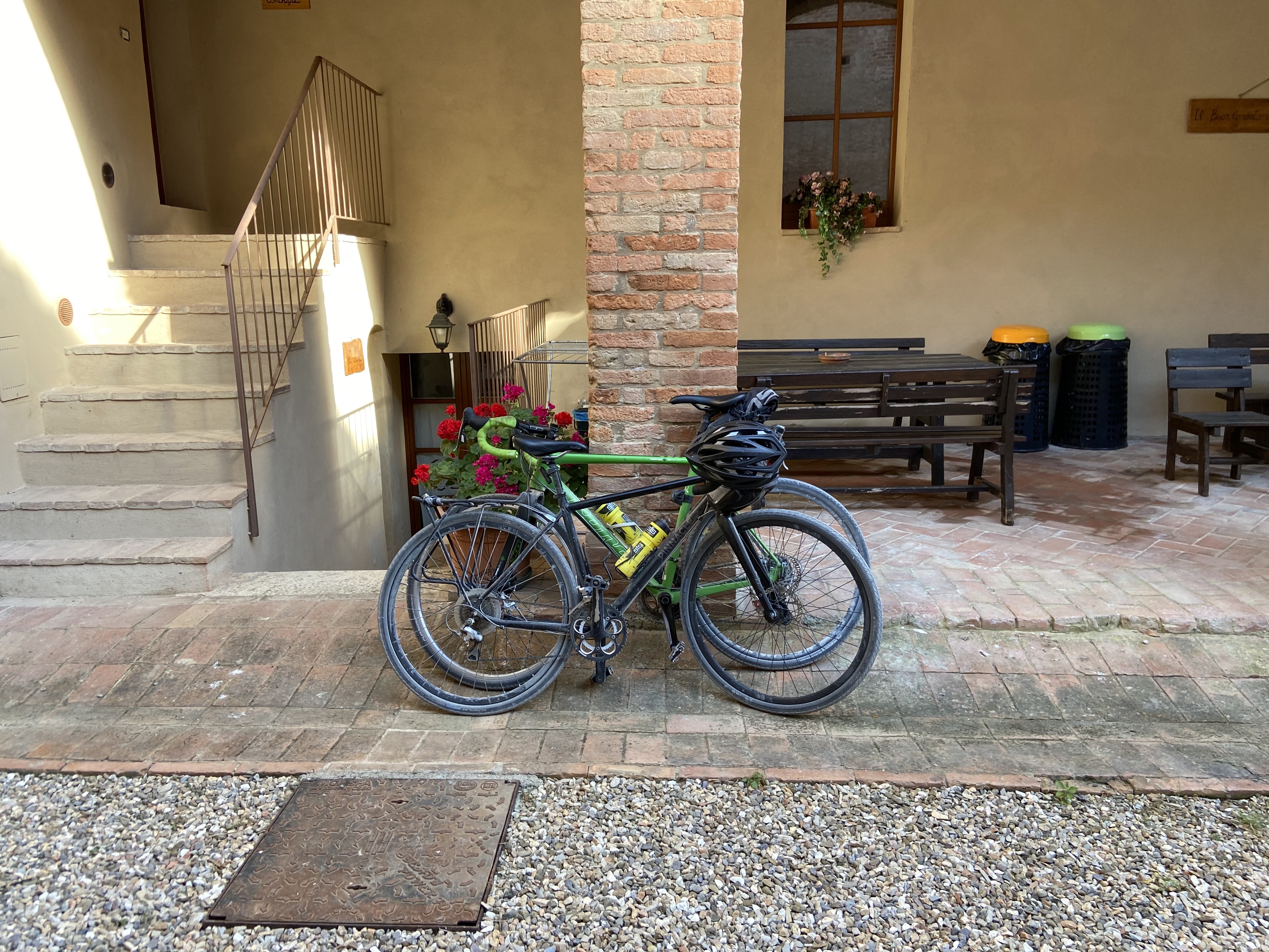 Bikes before starting the eroica Montalcino route in Tuscany